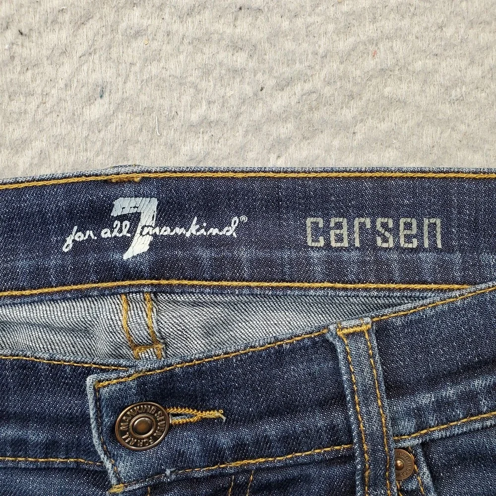 7 For All Mankind Carsen Jeans Mens 34 Blue Denim Distressed Modern Straight Leg